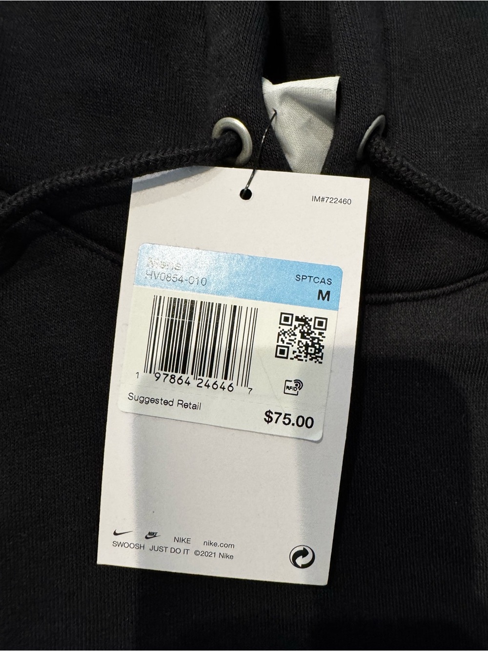 Nike Sportswear Club Black Hoodie Blue and White Swoosh New Size Medium Men - Picture 8 of 12